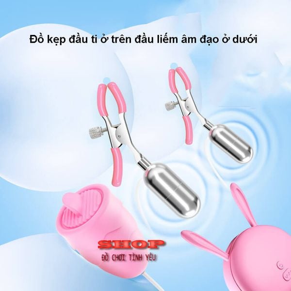 Kẹp núm vú bằng silicone rung lưỡi có điều khiển từ xa